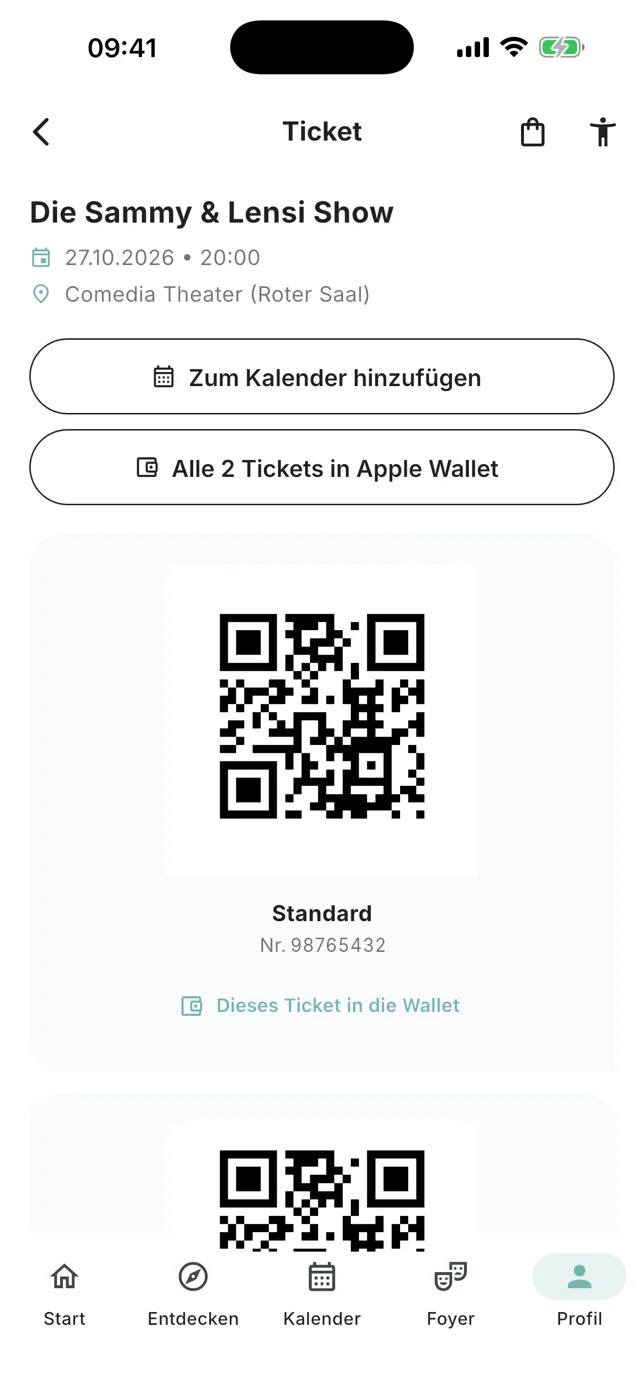 Qultor-App: Ticket mit QR-Code für den Einlass